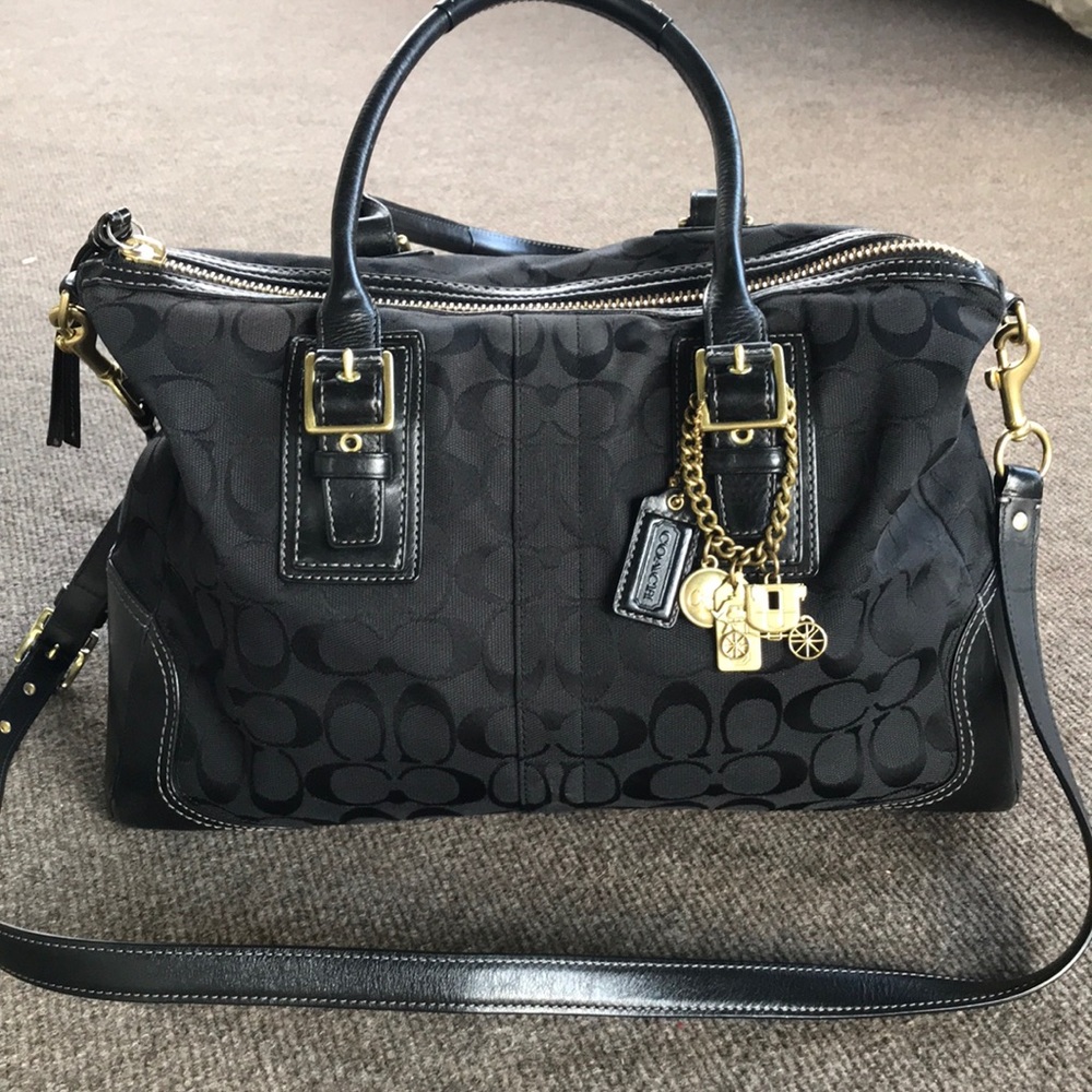 Black Coach Satchel with gold detail